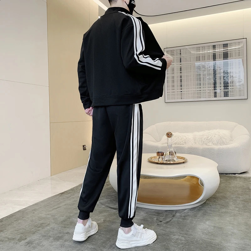 Mens sportswear spring and autumn Korean sportswear trend handmade casual two-piece set of sportswear 240827