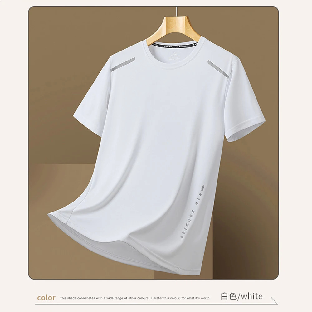 Mens Sports Tshirt Solid Color Quick Drying Breathable Short Sleeve Tees Casual Oneck Loose Tops Outdoor Running Tracksuits 24