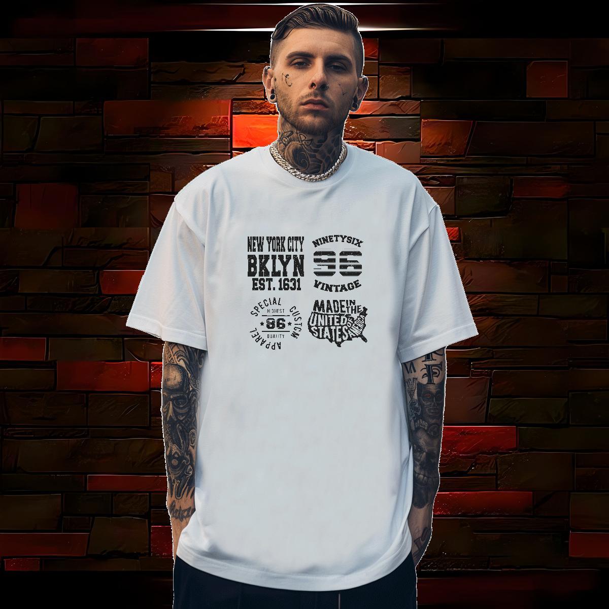 Popular T-Shirts 230g Cotton letter Daily Outfit Black White O Neck Short Sleeves Tshirts 2024 DIY Tops Tees