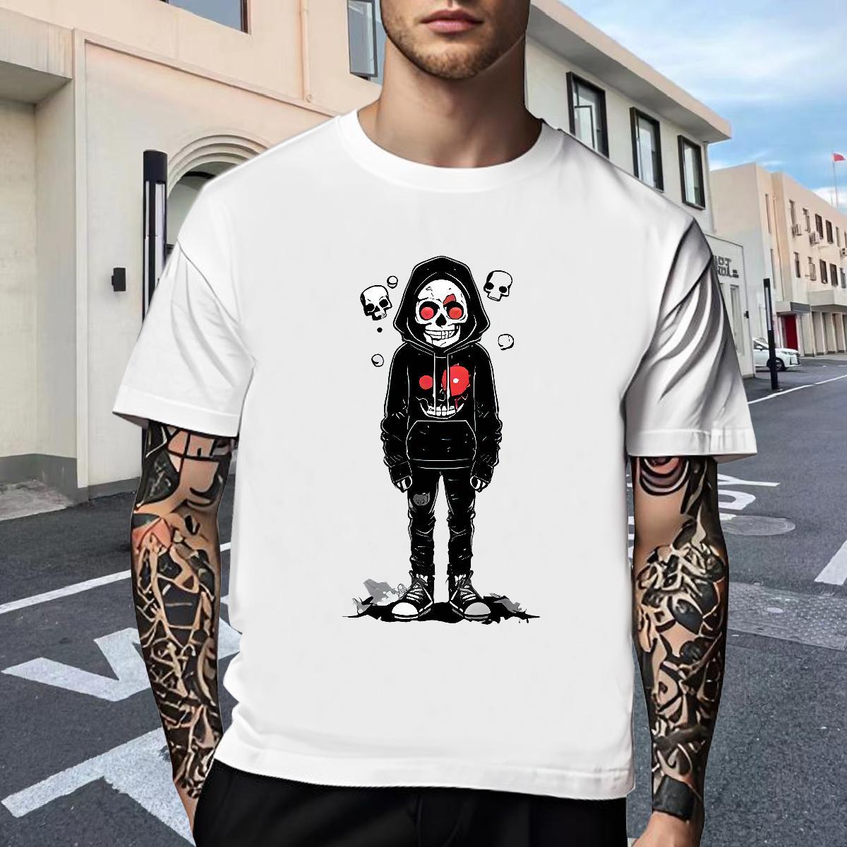 High Quality T-Shirts 230g Cotton skull Street Custom Printed Short Sleeve Soft Men Clothes T-Shirt Factory Direct Tops Shirt