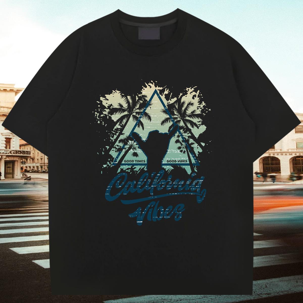Soft Mens T Shirts 100% Cotton 230g letter Casual Beach Cartoon Print Round Neck Short Sleeve Mens Tshirts New Arrival Clothings