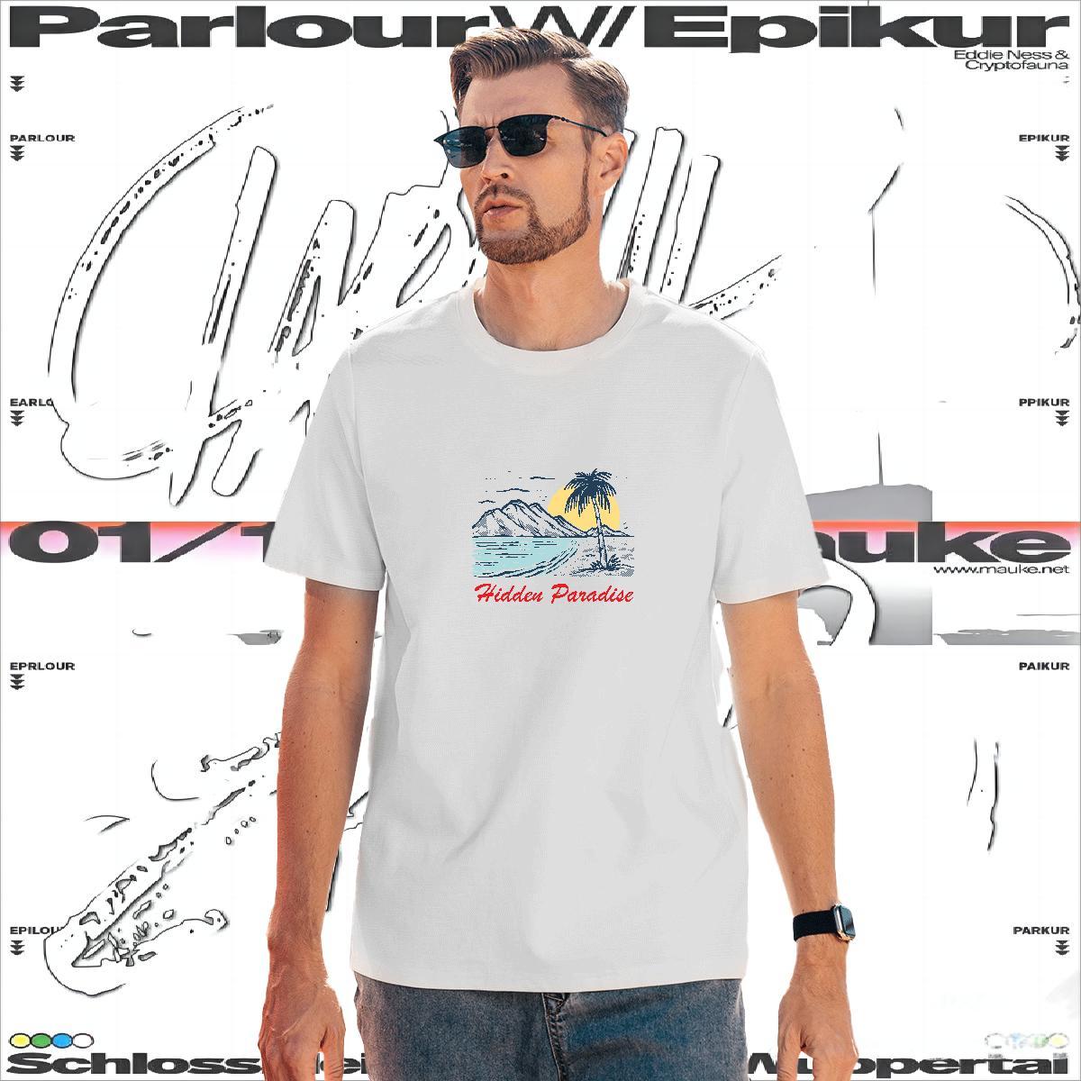 Comfortable T Shirts Men 230g Cotton mountains Beach Skull Breathable Crew Neck Tshirts Fashion Tee Shirt