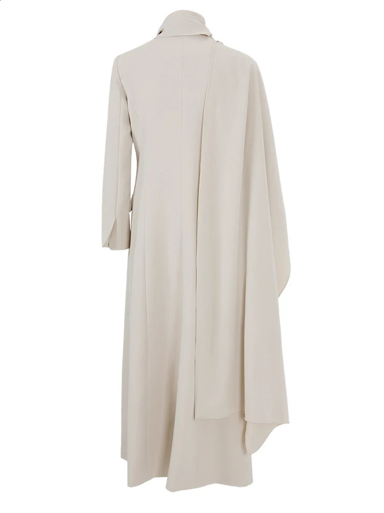 EAM Almond Large Long Elegant Jacket Womens Scarf Collar Sleeve Fashion Trend Spring and Autumn 1DH4395 240814