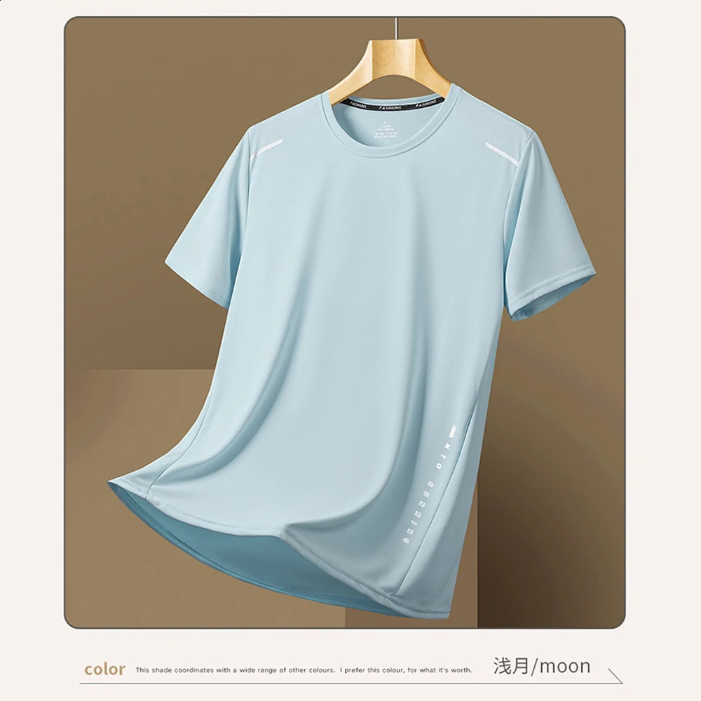 Mens Sports Tshirt Solid Color Quick Drying Breathable Short Sleeve Tees Casual Oneck Loose Tops Outdoor Running Tracksuits 24