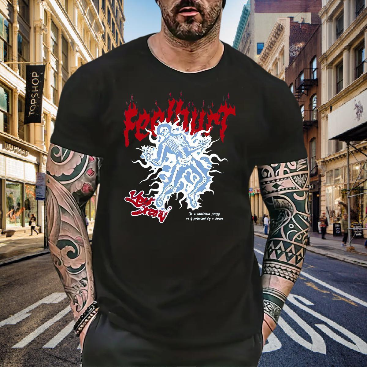 Classic Mens T Shirts 230g 100% Cotton skull Street wear Hip Hop Oversized O Neck Short Sleeves Men Tops Tees Factory Direct Tshirts