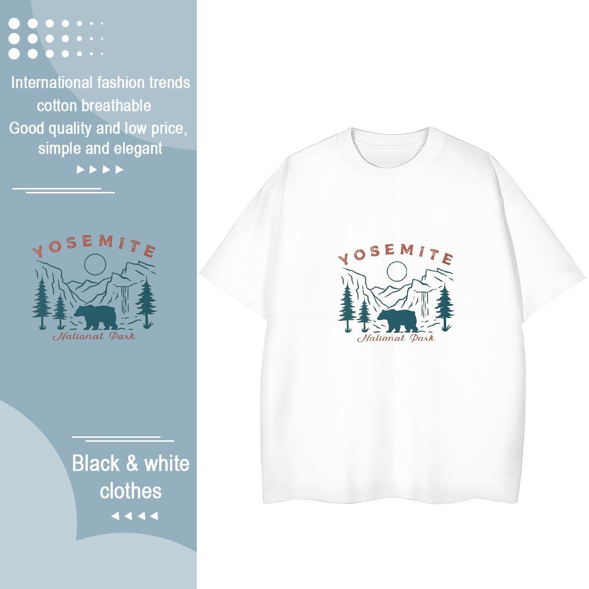 High Quality Man T Shirts 230g 100% Cotton mountains High Street Hip Hop Anime Breathable Soft Men Tees 2024 New Wear