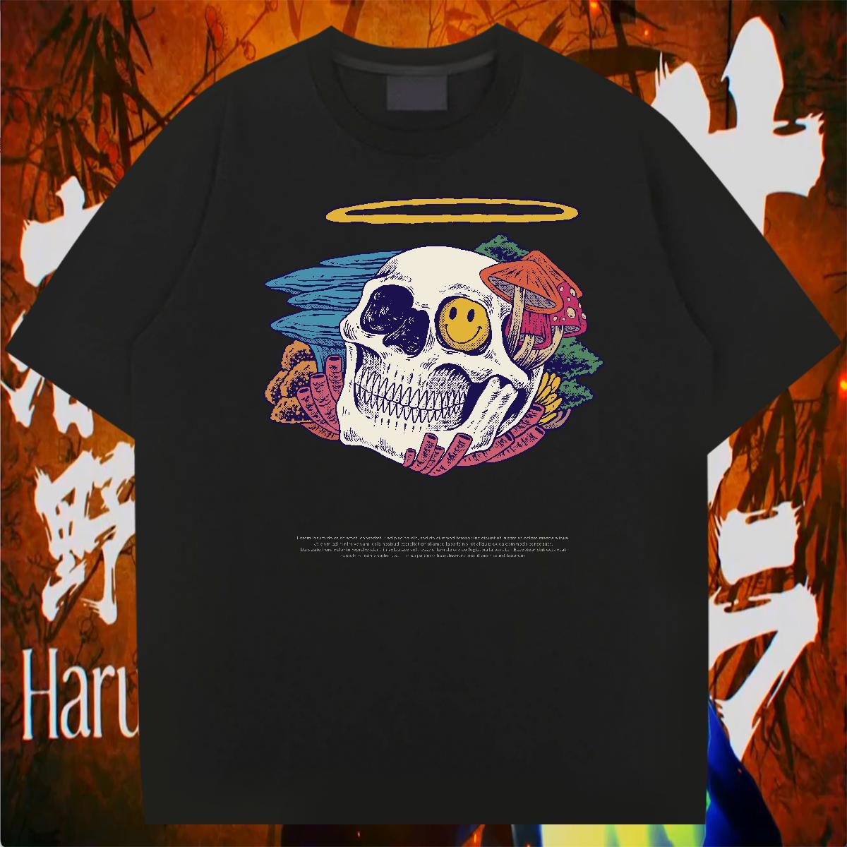 Wholesale T shirt 230g Cotton skull Beach Skull Breathable Short Sleeve Tshirts 2024 Summer Tees