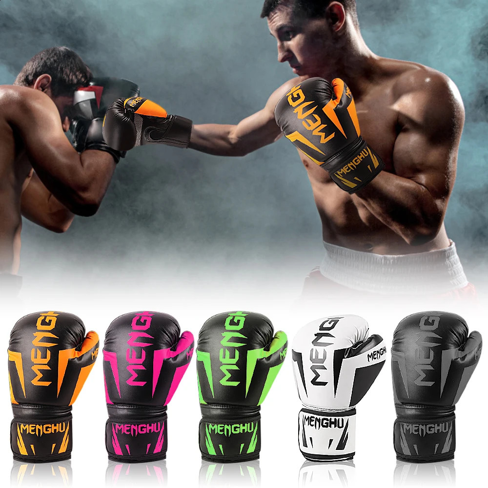 1 Pair Boxing Gloves Muay Thai MMA Punching Training Bag Gloves Adjustable Handwraps Sports Mittens with Wrist Support Straps 240813