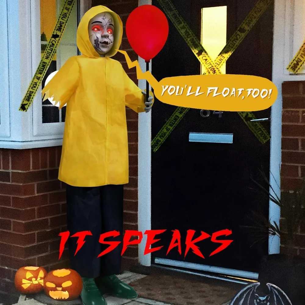 4-foot life size animated prop with glowing balloons sound activated sensors and terrifying party decorations both indoors and outdoorsX240817