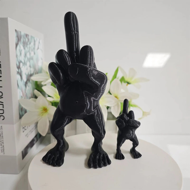 Middle Finger Figure With Legs 3D Printed Desktop Statue Decoration Desk Funny Hand Gesture Resin Creative Ornament Sculpture 240920