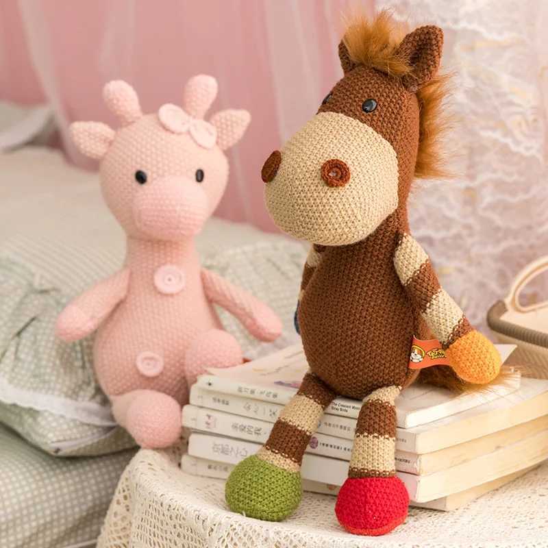 Cute Crochet Bunny Stuffed Animals Plush Toys Hand Knitted Plushies Bear Cuddle Doll for Baby Girls Kids Birthday Party Gift Y240817