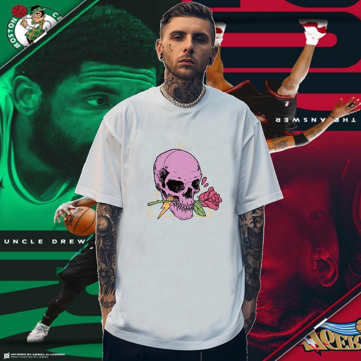 Brand T Shirt For Man 230g 100% Cotton skull Street Casual Plus Size Cartoon Short Sleeve Soft Tshirts New Arrival Clothes
