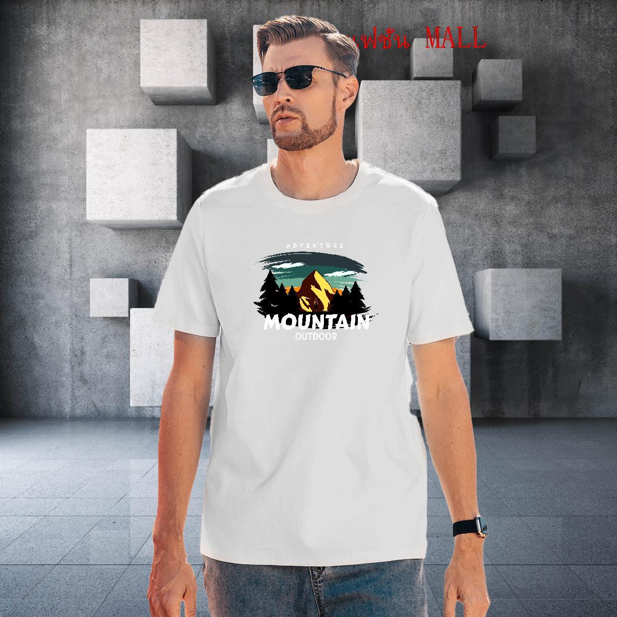 Free Shipping T Shirts Men 100% Cotton 230g mountains Casual Beach Plus Size Custom O Neck Short Sleeves Mens Tshirts Fashion Designer Wear