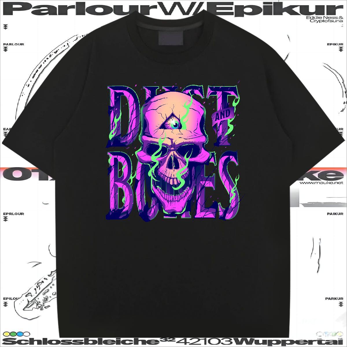Soft T-Shirts 230g Pure Cotton skull Street wear Hip Hop Customized Print O Neck Short Sleeves Tshirt for Man Woman DIY Tshirts