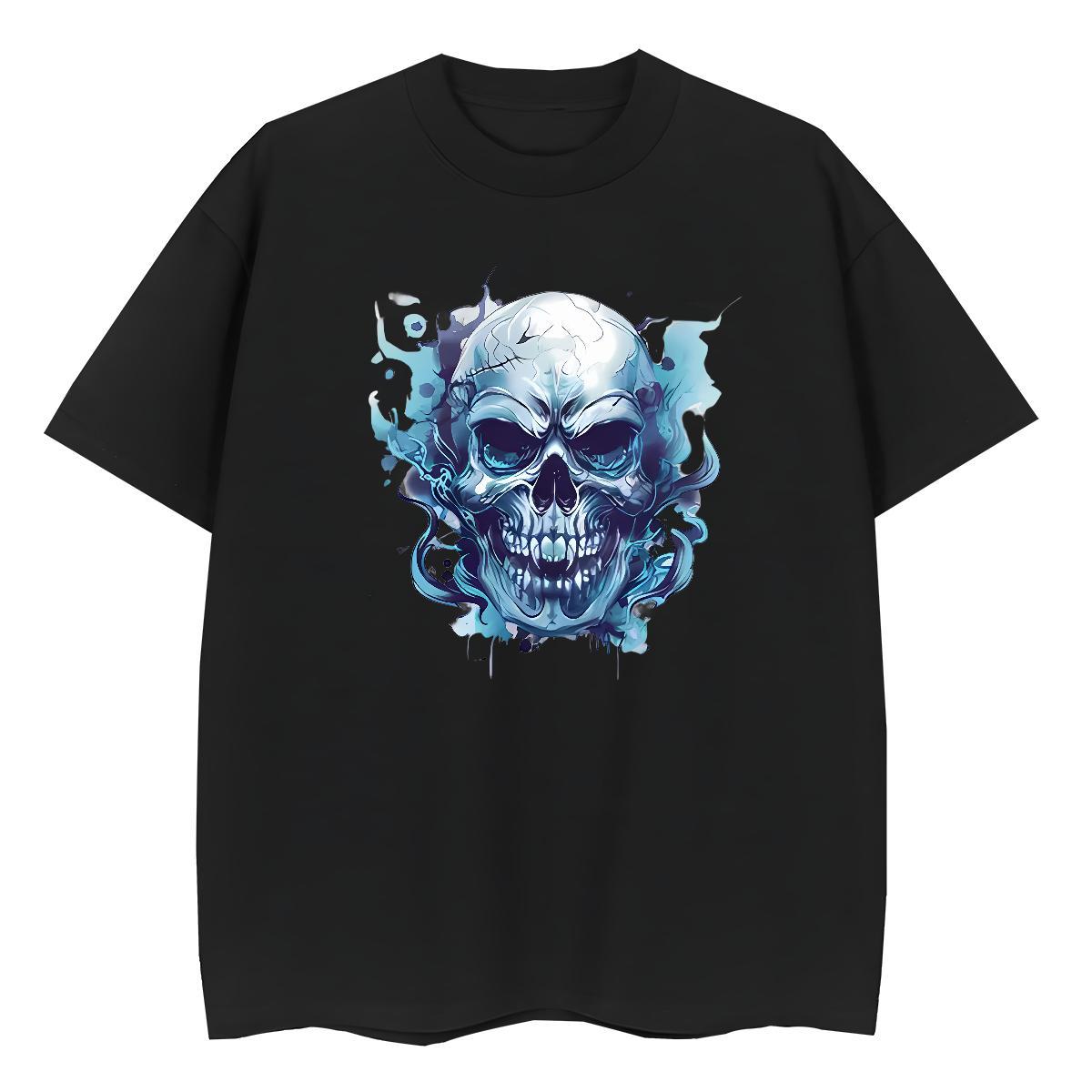 Brand T Shirt For Man 100% Cotton 230g skull Street Casual DIY Printed O Neck Short Sleeves Men Tops Tees Designer Clothes