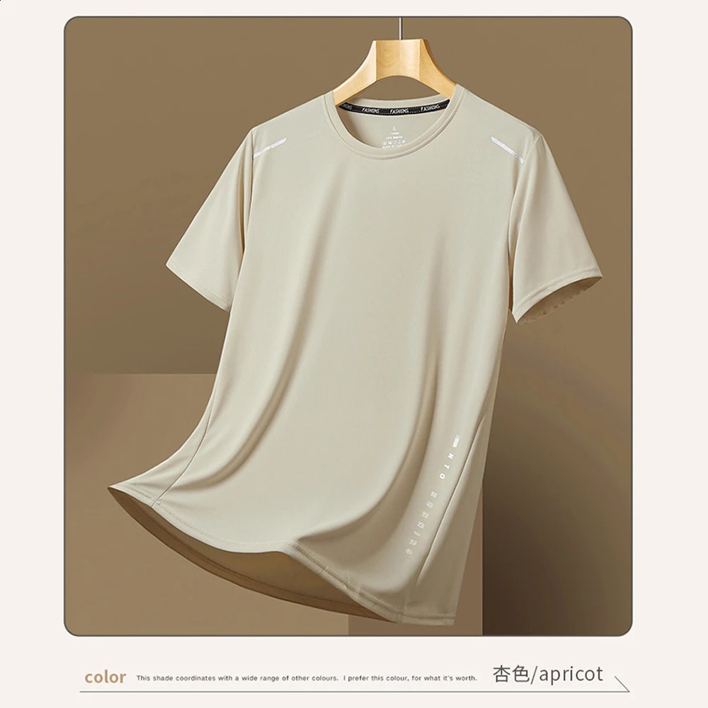 Mens Sports Tshirt Solid Color Quick Drying Breathable Short Sleeve Tees Casual Oneck Loose Tops Outdoor Running Tracksuits 24