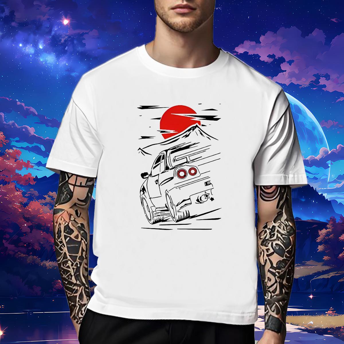 Loose T-Shirts 230g Pure Cotton car Street wear Hip Hop Asian Size Breathable Short Sleeve Men Tees Free Shipping Tee Shirt