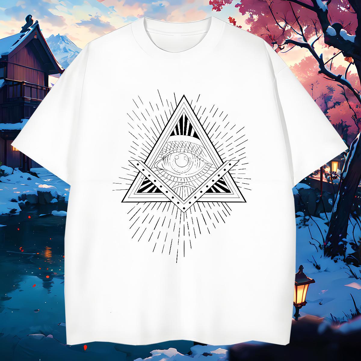 Wholesale T shirt 230g 100% Cotton eye of the devil Street Wear Custom Cartoon Crew Neck Men Clothes T-Shirt Fashion Designer Tees Shirts