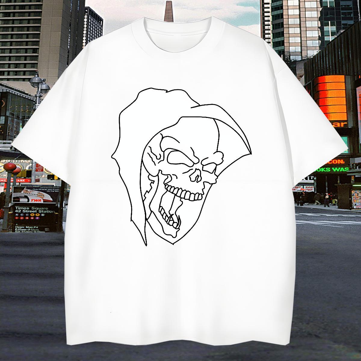 Designer Man T Shirts 230g Pure Cotton skull Outdoor Floral Print Short Sleeve Soft Men Clothes T-Shirt New Designer Polos