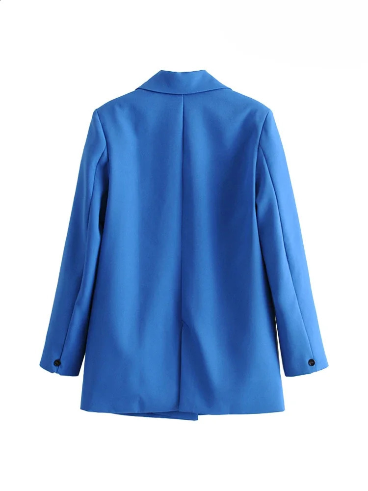 ASDS Womens Fashion Office Double Chest Jacket Retro Coat Notched Collar Long Sleeve Top 240814