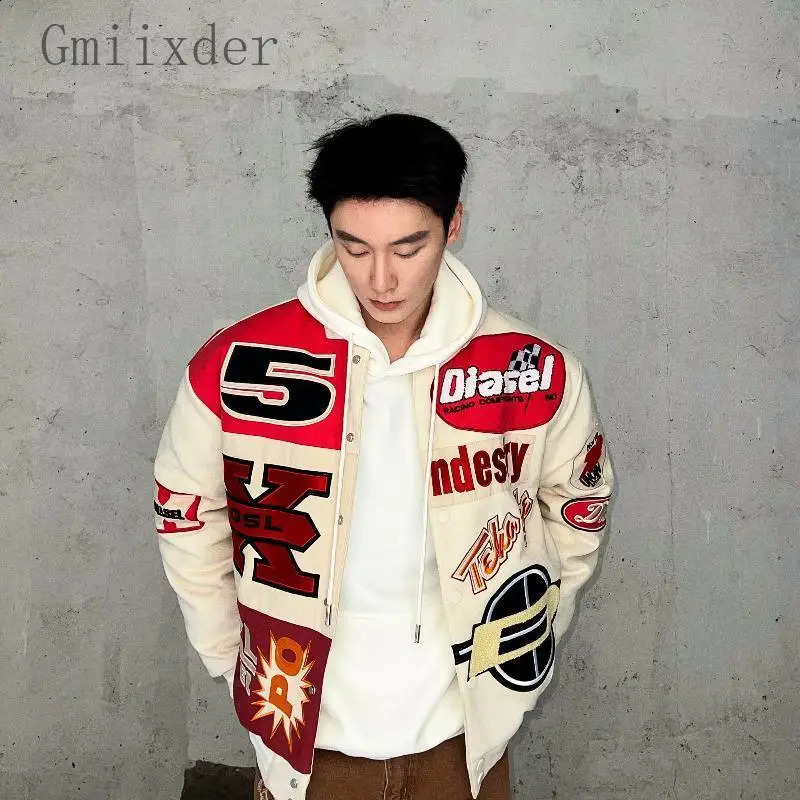 American motorcycle mens and womens baseball uniform jacket spring autumn fashion street couple flying racing chic 240816