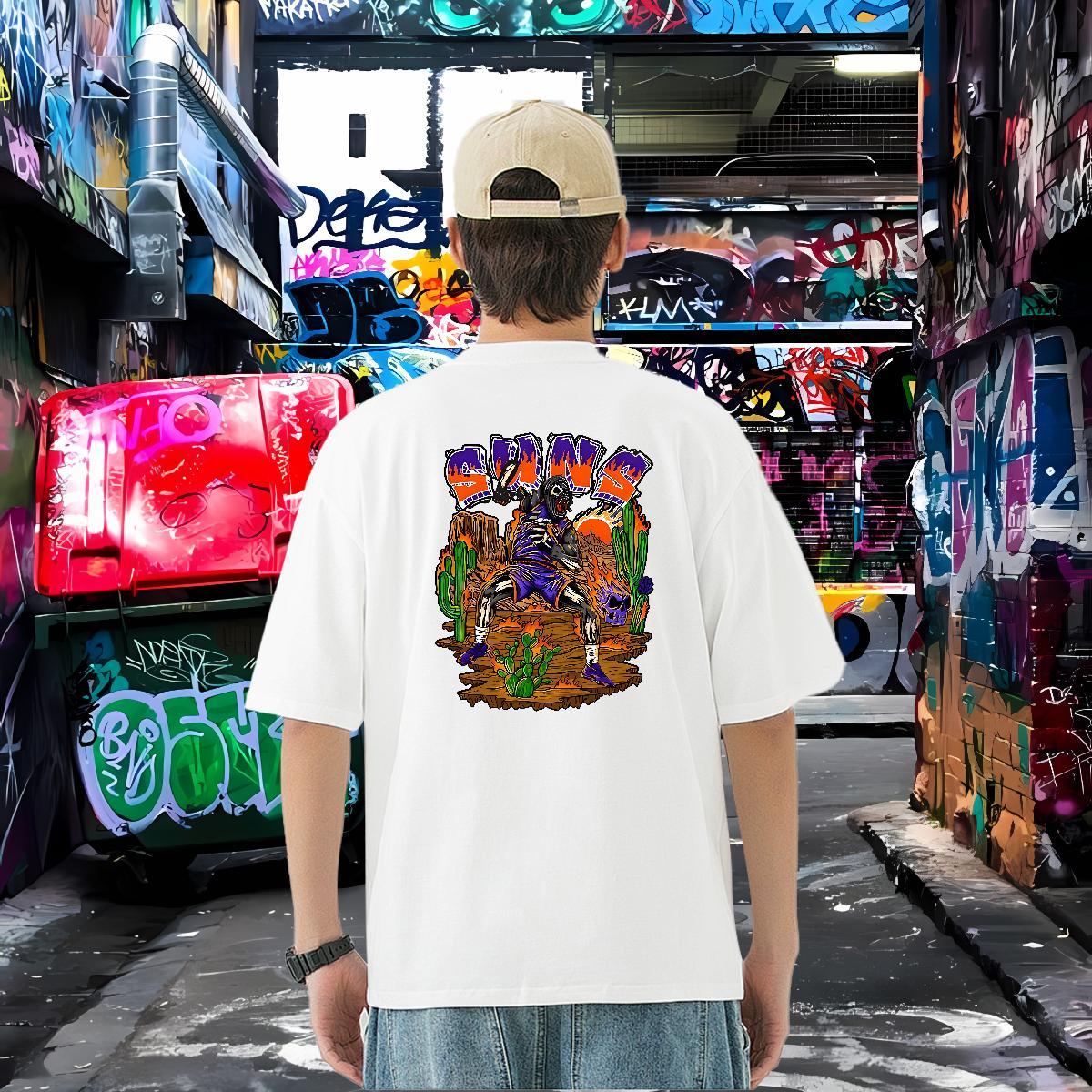 Soft T Shirt For Man 100% Cotton 230g skull Hip Hop DIY Logo Oversized Pure Cotton Men Tops Tees 2024 Wear