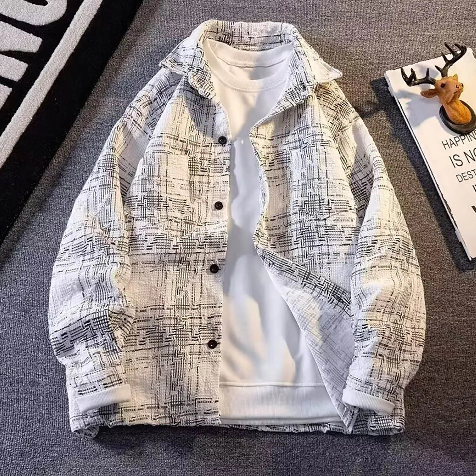 Mens Autumn Winter Fashion Lapel Coat Casual Loose Shirt Jacket Clothing down Lightweight 240816