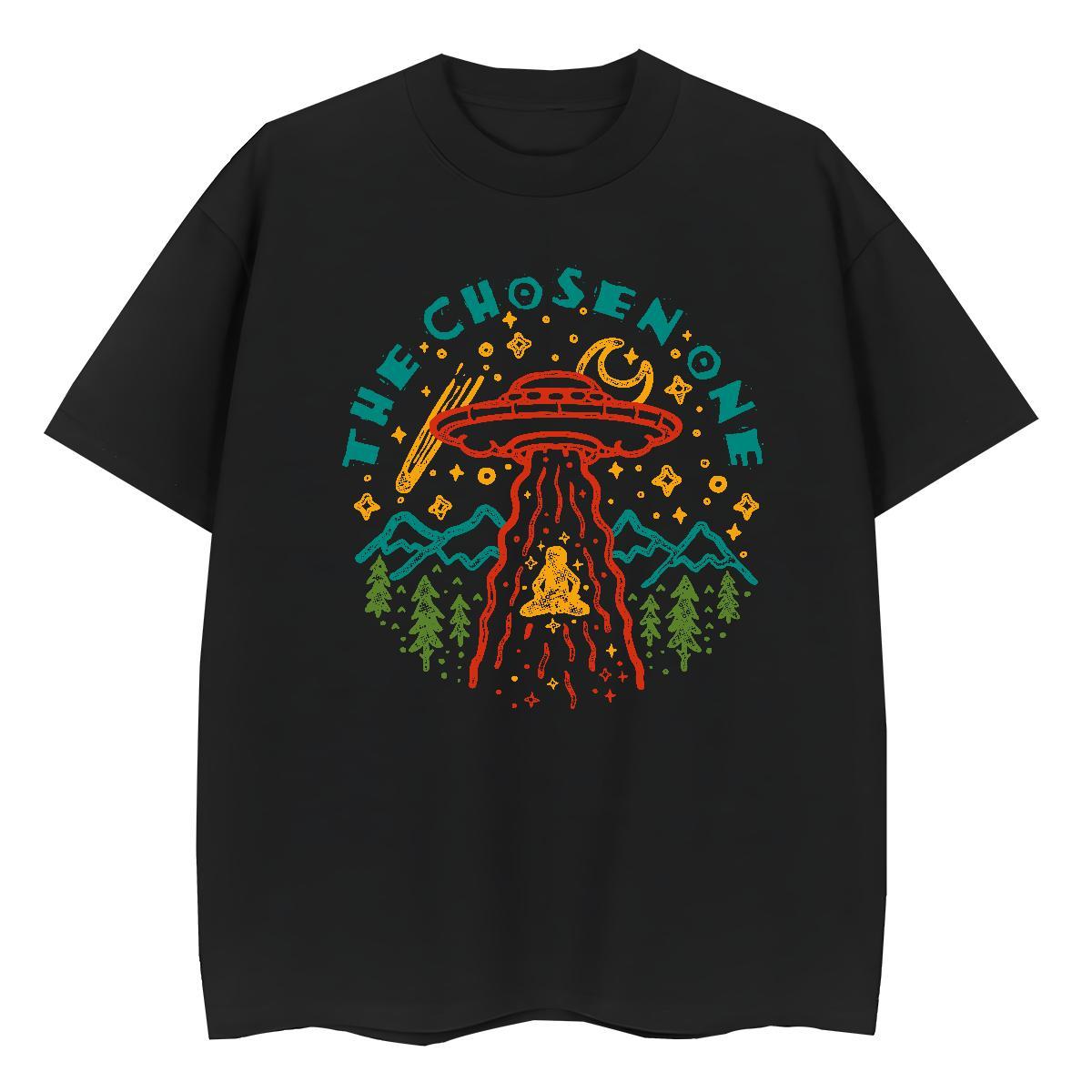 TOP Quality T-Shirts for Men 100% Cotton 230g UFO Street Wear Plus Size Custom Breathable Crew Neck Mens Tshirts 2024 DIY Tops Shirt
