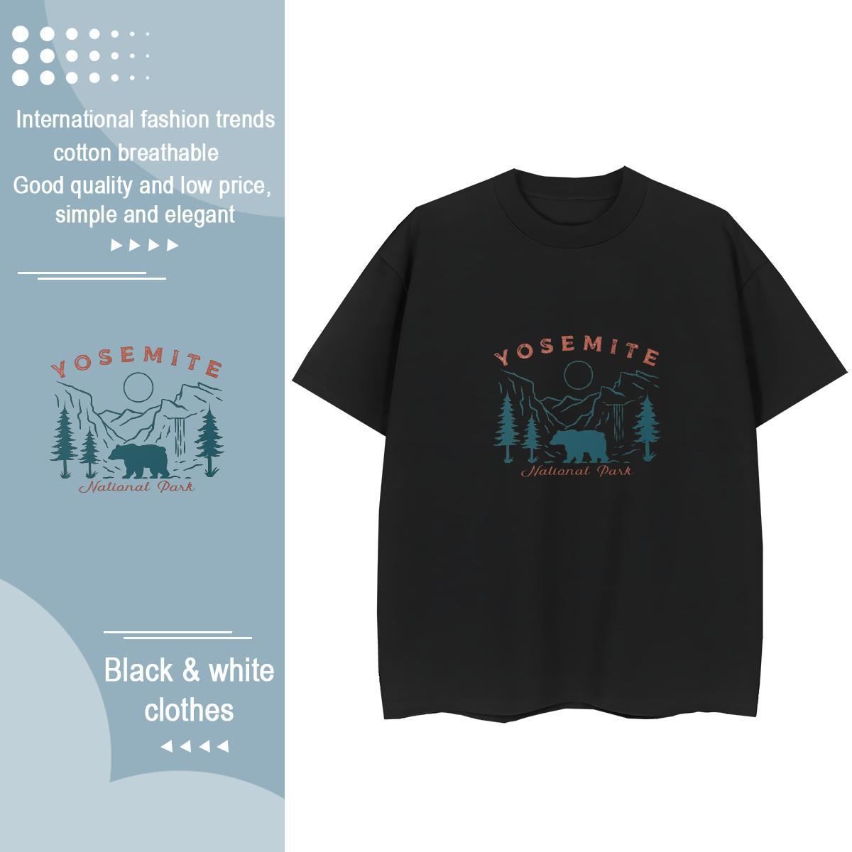 High Quality Man T Shirts 230g 100% Cotton mountains High Street Hip Hop Anime Breathable Soft Men Tees 2024 New Wear