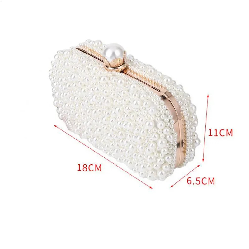 Crystal Pearl Beaded Evening Clutch Handbag Lady Elegant Wedding Messenger Purse Women Oval Shaped Crossbody Chain Bag 240816ZYl