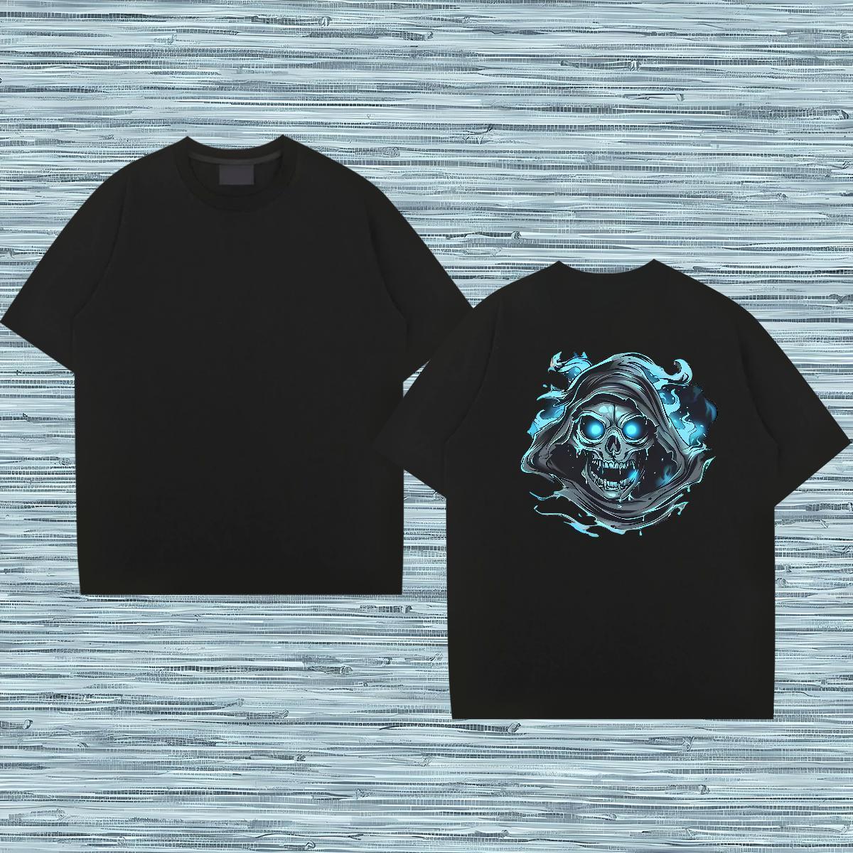 TOP Quality T shirt 230g 100% Cotton skull Beach Oversized 4XL Breathable Short Sleeve Men Tshirts Brand Clothings