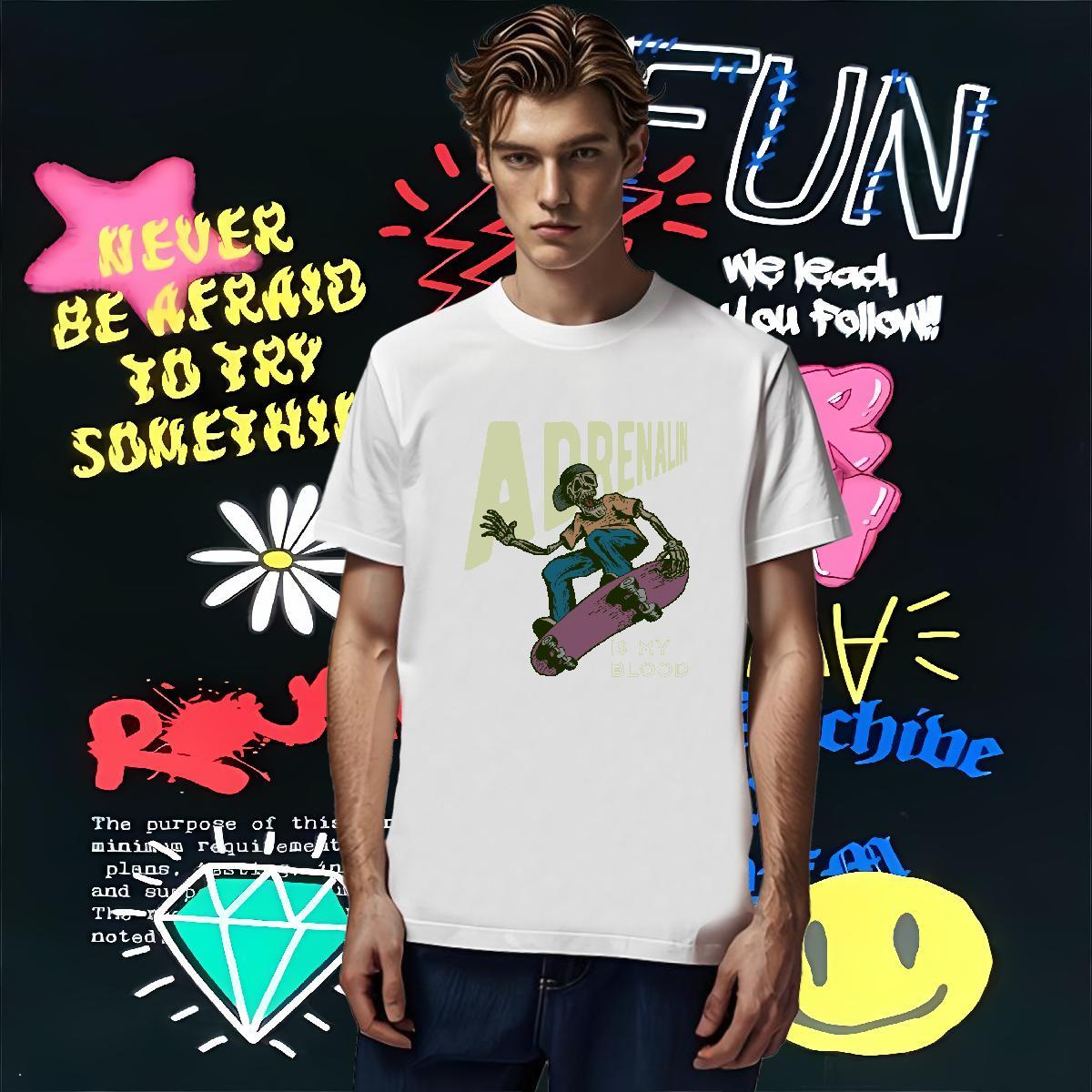 Wholesale T-Shirts 230g Cotton skull Home Outdoor Custom Cartoon Pure Cotton Men Tshirts Fashion Designer Clothings