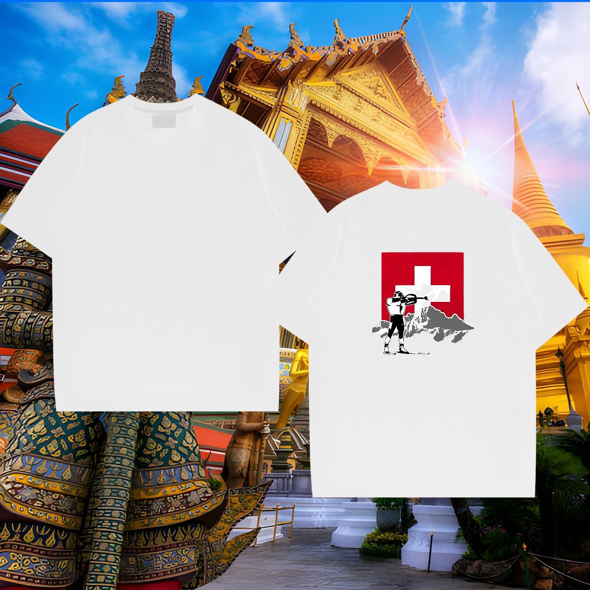 Classic T shirt 230g Cotton mountain Beach Custom Anime Crew Neck Couples T Shirts Fashion Casual Tee Shirt