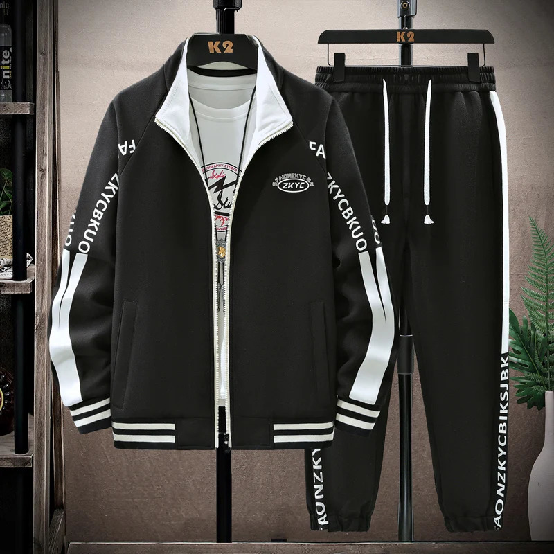 sportswear set mens track suit jacket sports pants 2-piece set spring and autumn sportswear long sleeved set mens sportswear 240827