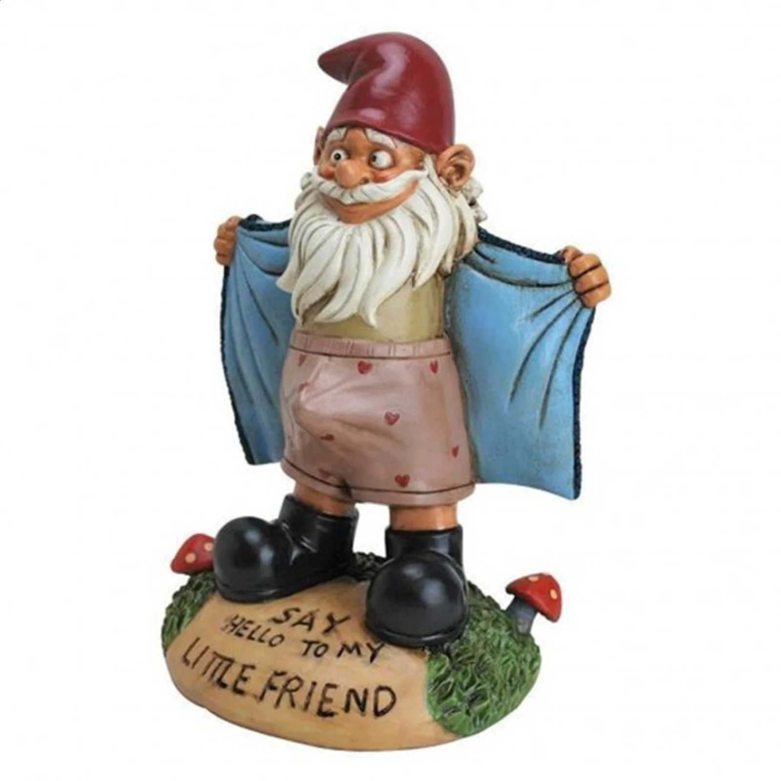 Funny Naughty Garden Gnome Statue Lawn Gnome Figurine SAY HELLO TO MY LITTLE FRIEND Dwarf Shows Underpants Garden Gnome Decor 240809