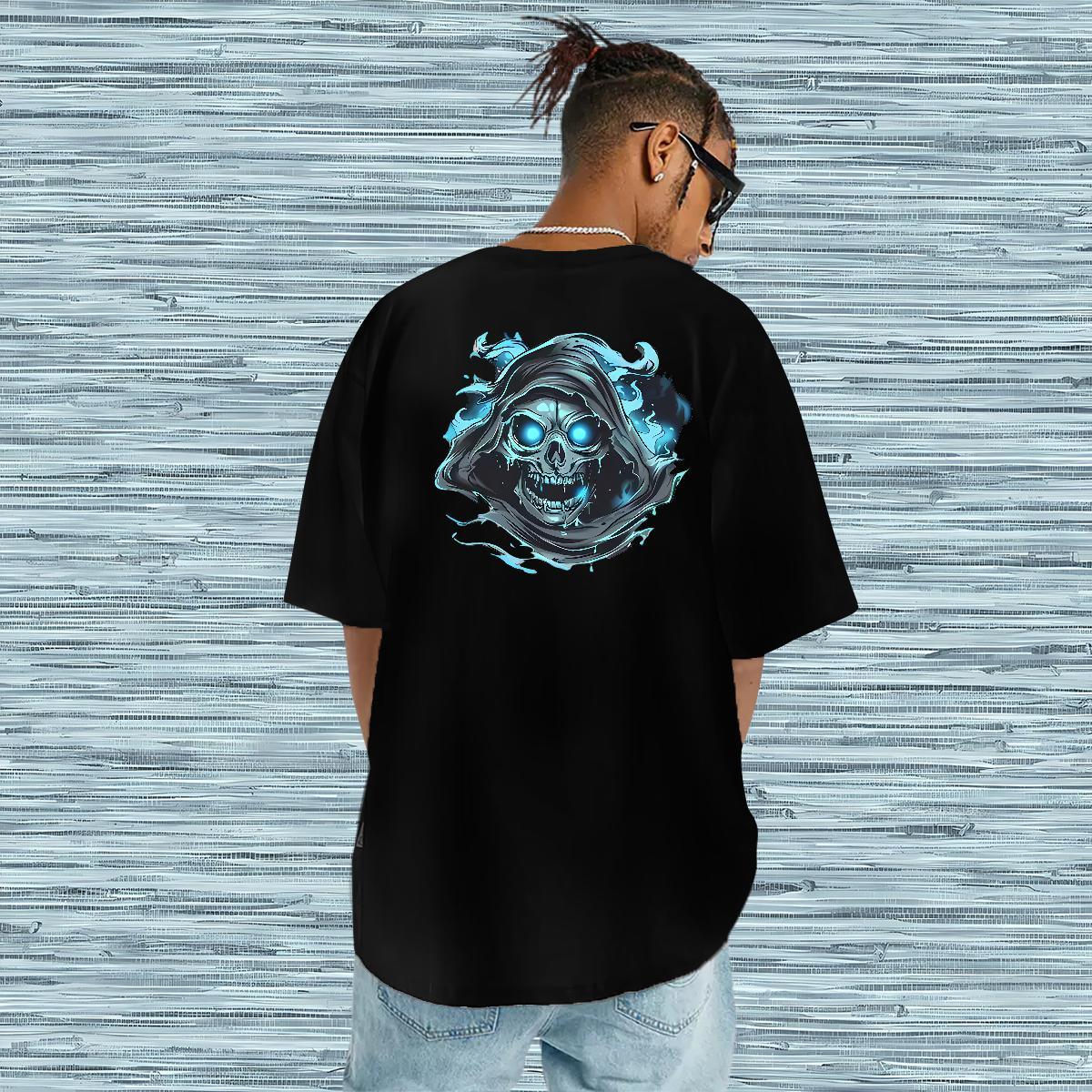 TOP Quality T shirt 230g 100% Cotton skull Beach Oversized 4XL Breathable Short Sleeve Men Tshirts Brand Clothings