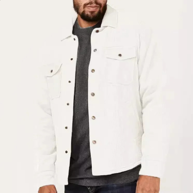 Mens Fashion Jacket for Spring and Autumn European and American Style Solid Color Single-breasted Multi-pocket Lapel Coat 240816