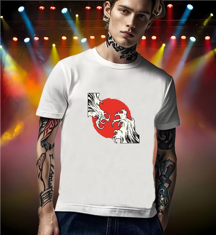 Loose T Shirt For Man 230g Cotton sea wave High Street Hip Hop Custom Big Size Breathable Crew Neck Tshirt for Man Woman Fashion Design Tops Tees