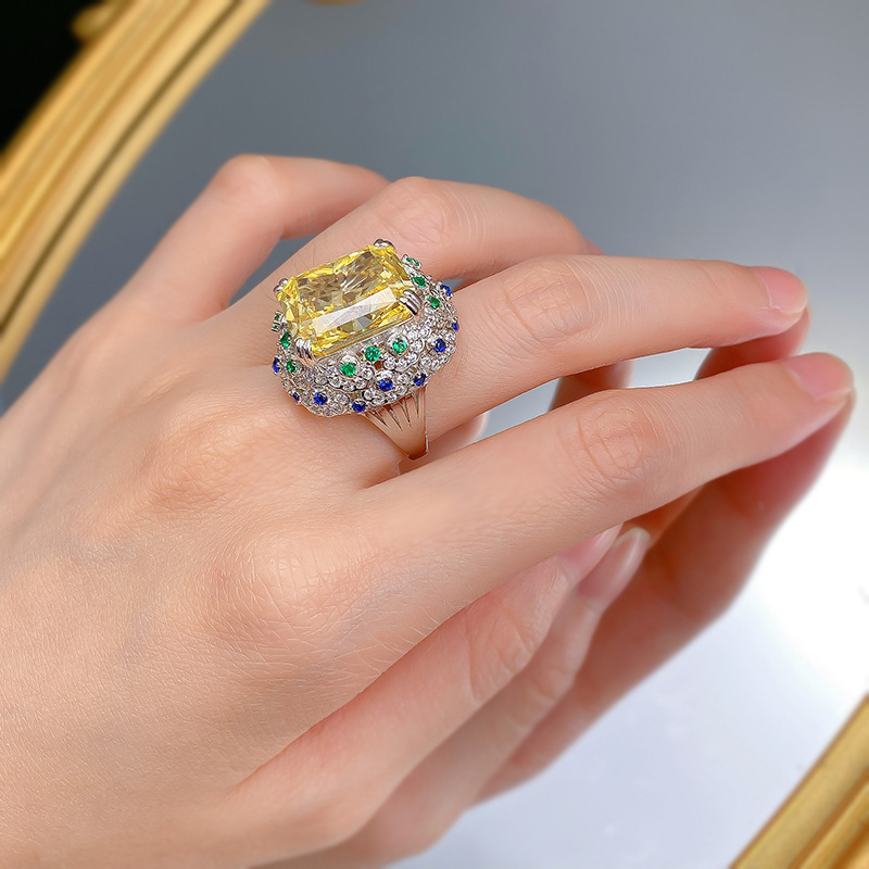 12CT Radiant Yellow Moissanite Wedding Band in Real Sterg Sier