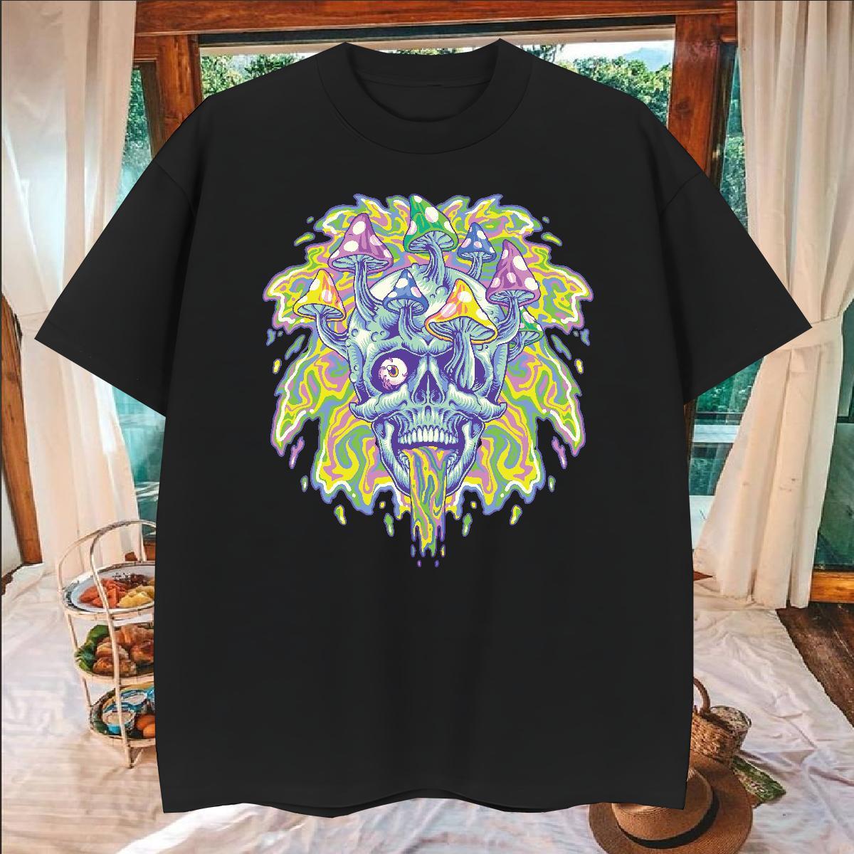 High Quality Man T Shirts 100% Cotton 230g skull Casual Daily Wear DIY Printed Breathable Short Sleeve Men Clothes T-Shirt Fashion New Clothings