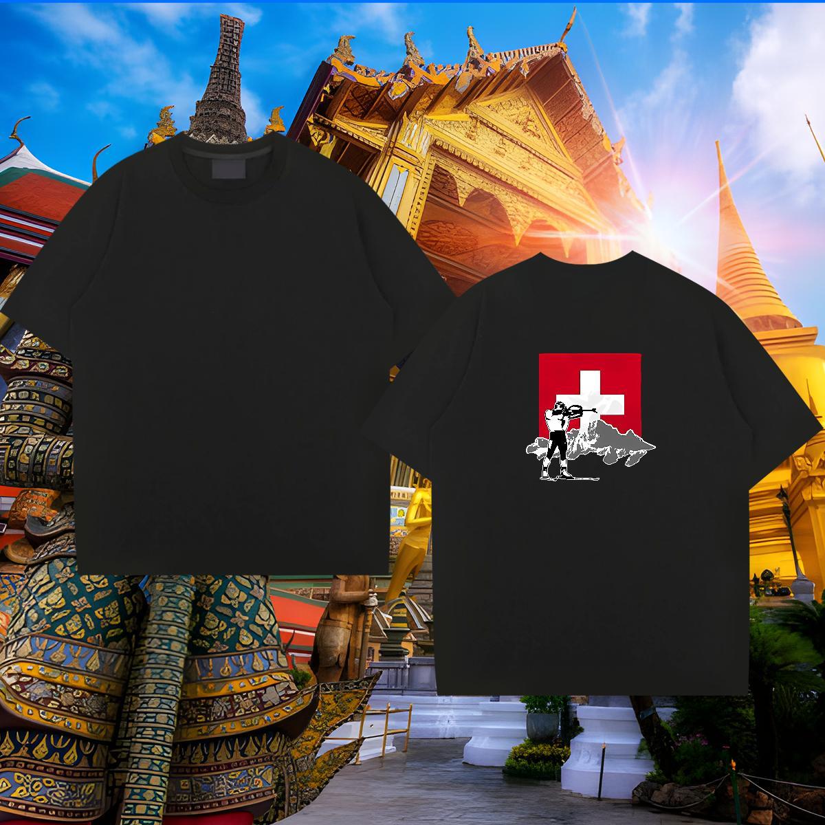 Classic T shirt 230g Cotton mountain Beach Custom Anime Crew Neck Couples T Shirts Fashion Casual Tee Shirt