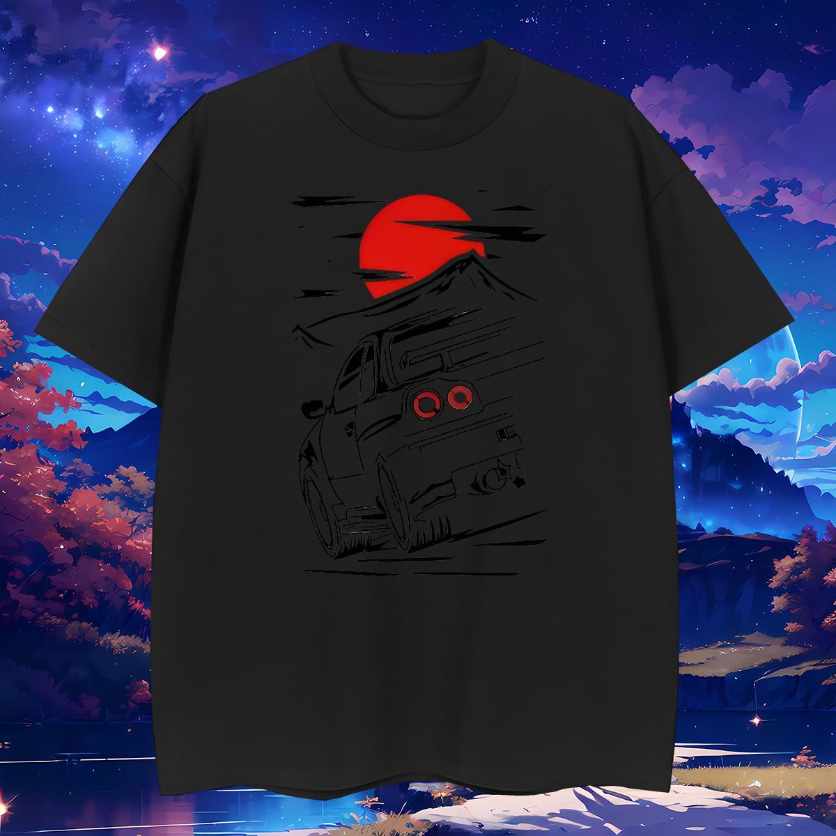 Loose T-Shirts 230g Pure Cotton car Street wear Hip Hop Asian Size Breathable Short Sleeve Men Tees Free Shipping Tee Shirt