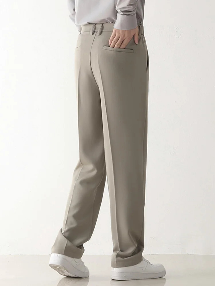 Spring and autumn casual pants mens Korean fashion elastic polyester loose straight half width set w240816