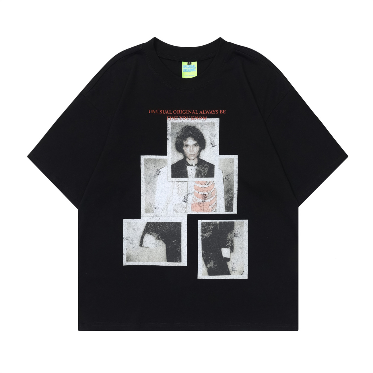 Spring American New Design Character Puzzle Trendy Loose Round Neck Short Sleeved T-shirt