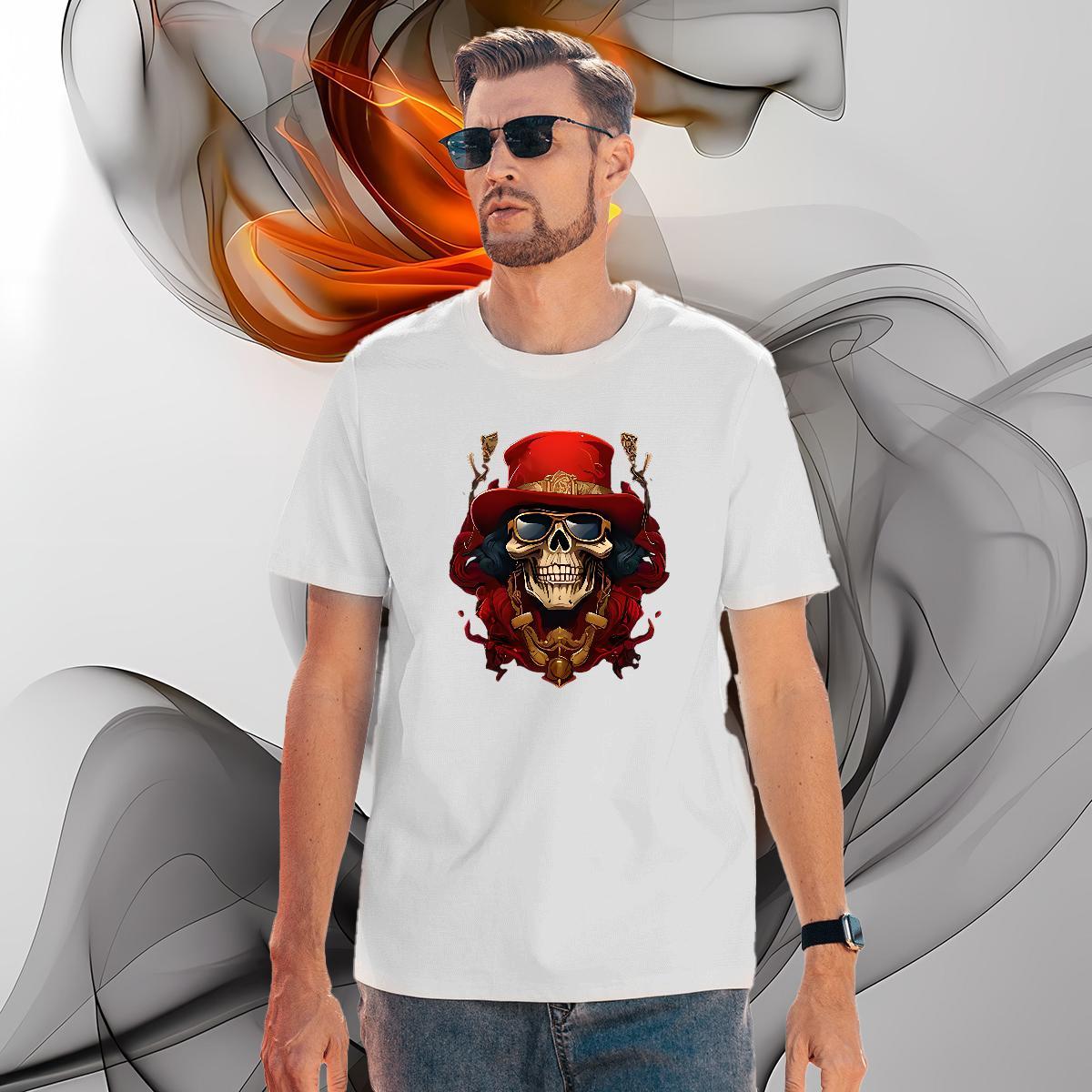 Free Shipping Men T Shirts 230g Cotton skull High Street Hip Hop Customized Print O Neck Short Sleeves Mens Tshirts DIY Tees