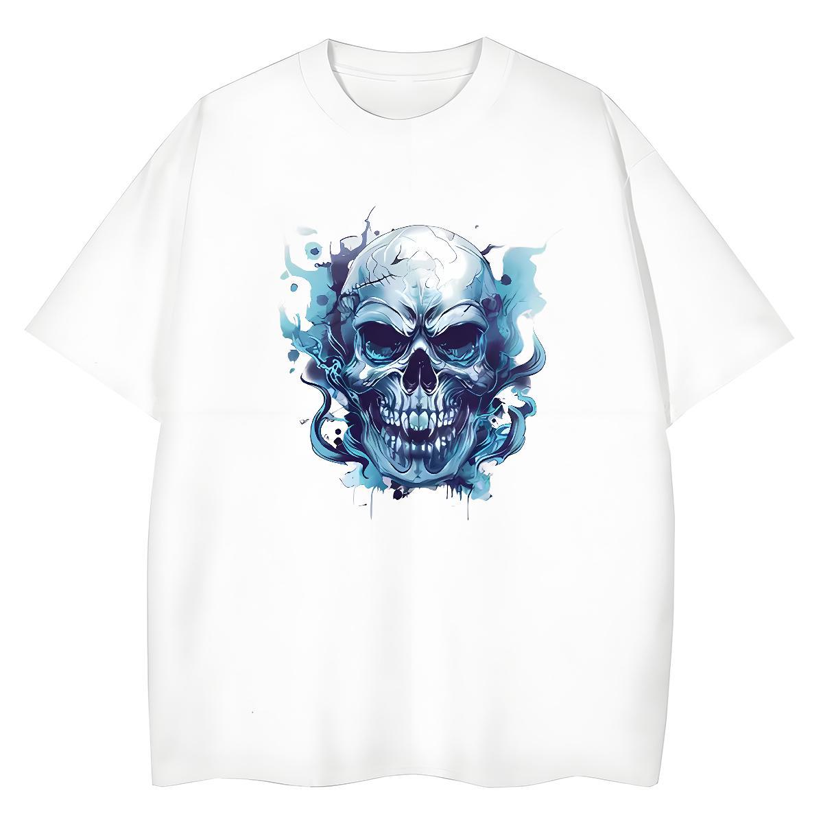 Brand T Shirt For Man 100% Cotton 230g skull Street Casual DIY Printed O Neck Short Sleeves Men Tops Tees Designer Clothes