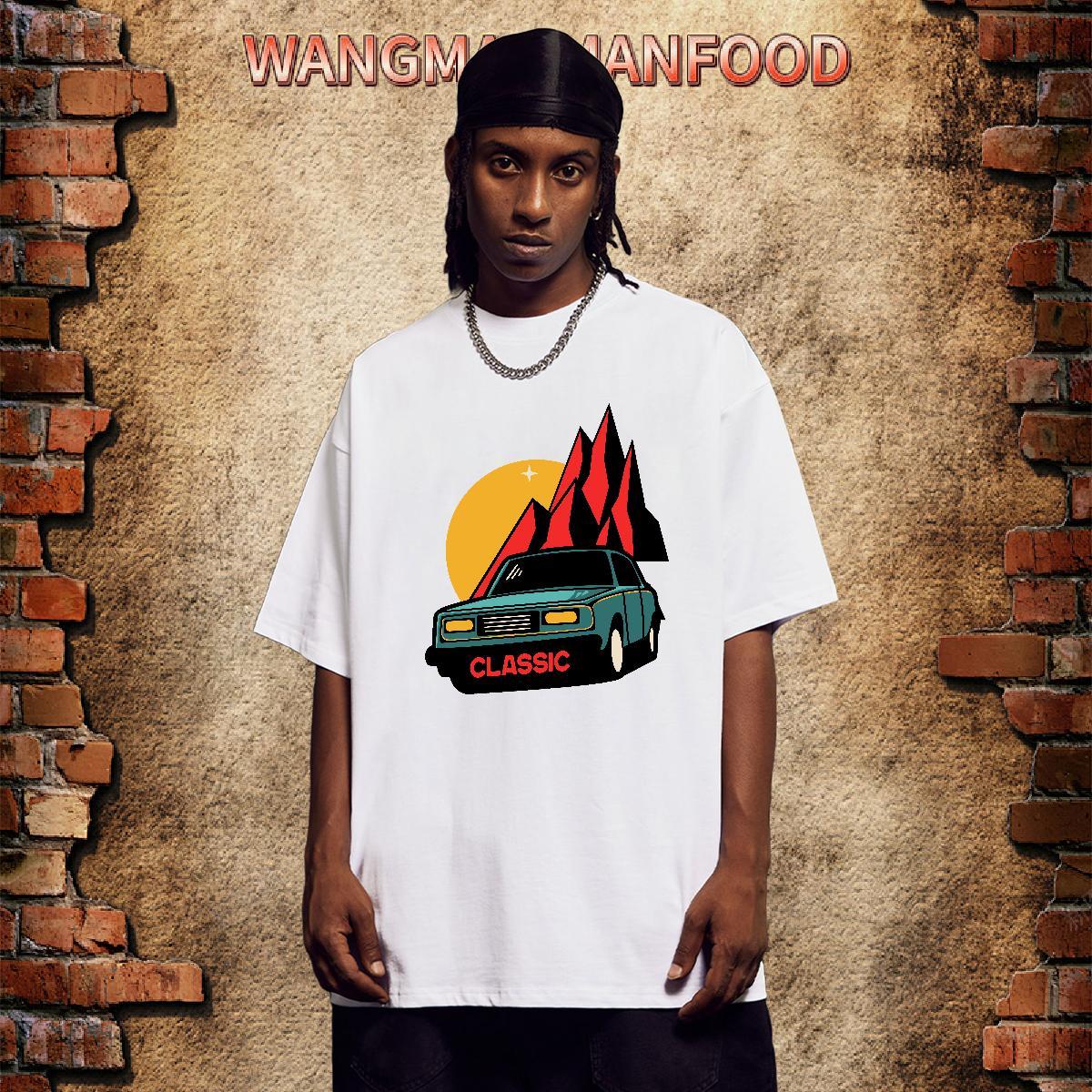 Brand Man T Shirts 230g Cotton car Casual Beach Oversized Breathable Short Sleeve Mens Tshirts DIY Wear
