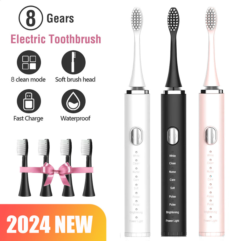 8-speed 4-stroke sonic electric toothbrush USB smart adult soft bristled toothbrush Tiktok waterproof toothbrush