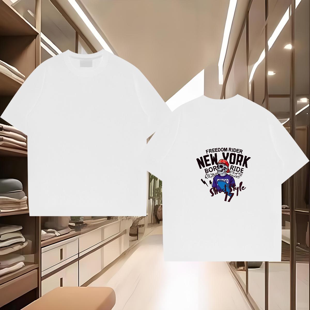 Unisex T shirt 230g Cotton skull Street wear Hip Hop Oversized 4XL Breathable Short Sleeve Men Tops Tees Fashion Designer Tshirts