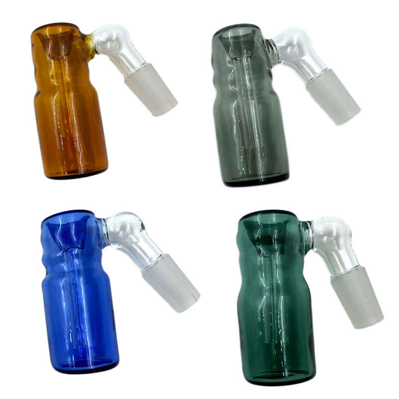 2.4 Inch Mini Glass Bong Ash Catcher Bowls with 45 Degree 14mm Male Black Blue Green Ashcatcher Glass Smoking Bong Bowl
